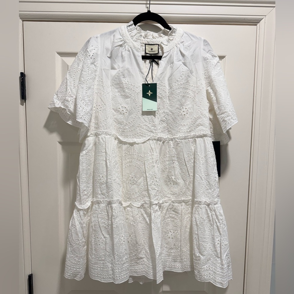 Tuckernuck Crawford White Eyelet Tiered Mini Dress NWT M